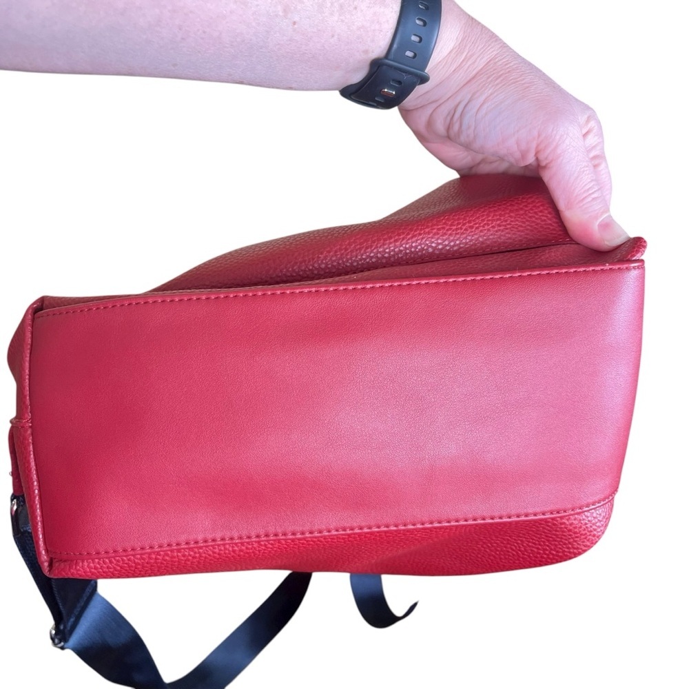 Nautica Backpack Red Faux Leather Cabin Fever Zip Top Bag Nautical Preppy - Picture 6 of 10